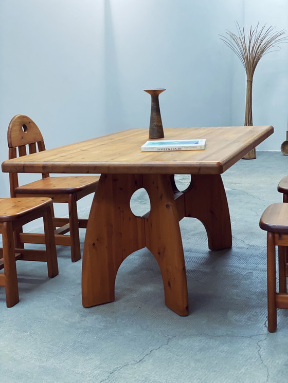 Image 1 of Eetkamerset Eettafel en 4 stoelen Massief grenen hout Wasa Rauner Daumiller stijl