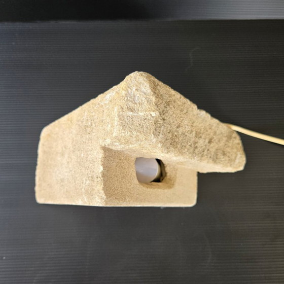 Image 1 of Vintage 1970s Stone Pyramid Table Lamp