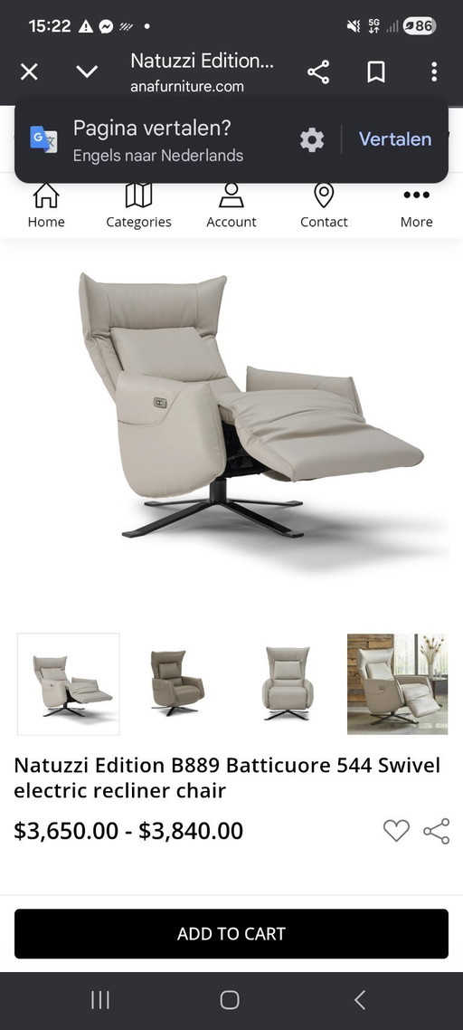 2 fauteuils inclinables électriques Natuzzi Batticuore