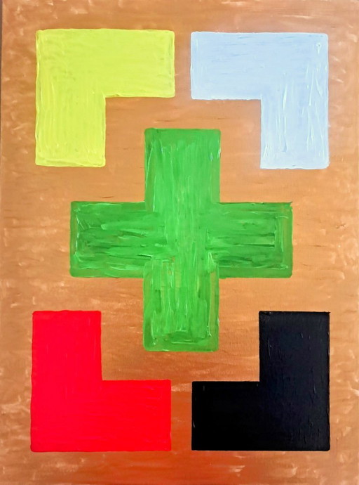 Enzo SAN MARCO - Colori essenziali su sfondo dorato - Dipinto dell'artista