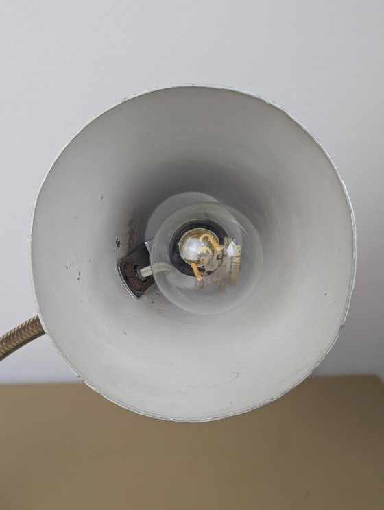 Image 1 of Lampe de bureau verte vintage | Années 1950/1960 | Col de cygne en métal