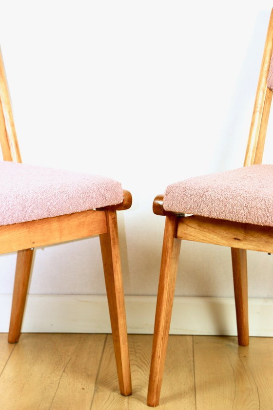 Image 1 of Sedie vintage rosa fucsia boucle - set da 6