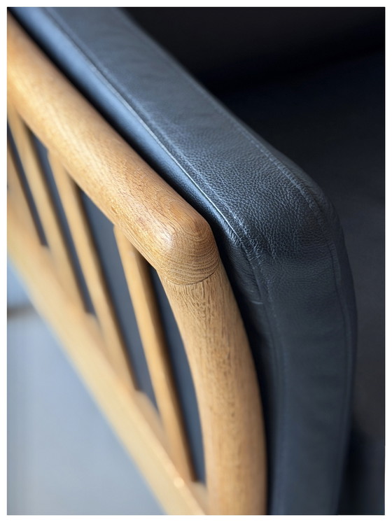 Image 1 of Driezit Zetel vintage in Leder en Eik, Stouby, Danimarca, anni '70