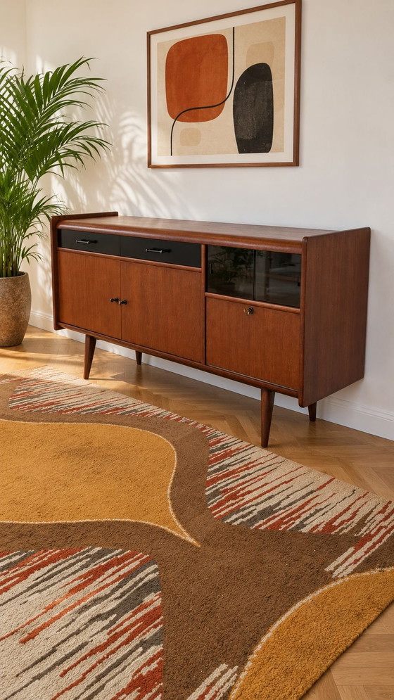 Vintage Scandinavisch design dressoir – Glas, Hout (photo 4 of 10)