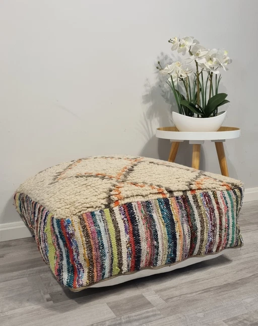 Pouf marocain vintage, coussin de siège berbère