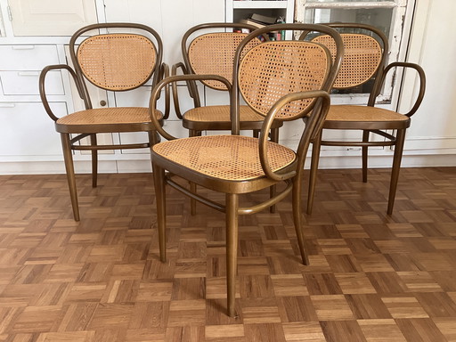 4x Thonet 215Rf Stoelen Webbing Bentwood