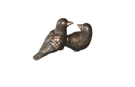 Massive bronze figure of a pair of birds / pair of doves – decoratieve objecten