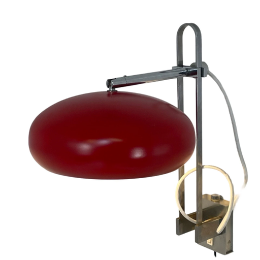 Vintage - ca. 1960’s - Space age design - Adjustable wall sconce with bright red shade