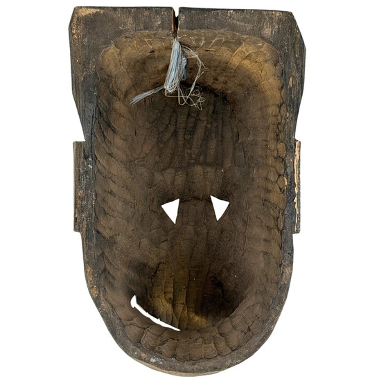 Antique Nepalese Shaman Mask with Large Eyes - Middle Hills - ca. 1900-1930, Sculpture, Wood, Red (photo 3 of 7)