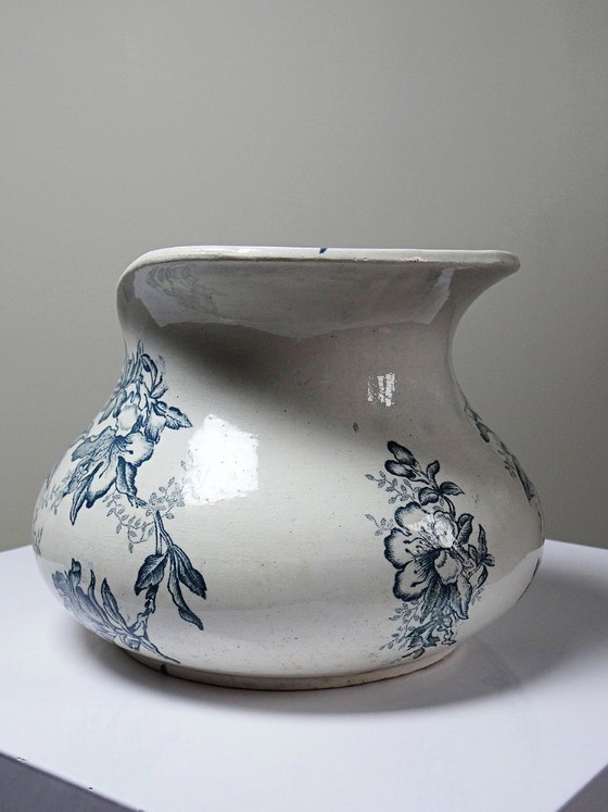 Image 1 of Aardewerken waskan "Floréal", Givors aardewerk, 19e eeuw, bloemversiering