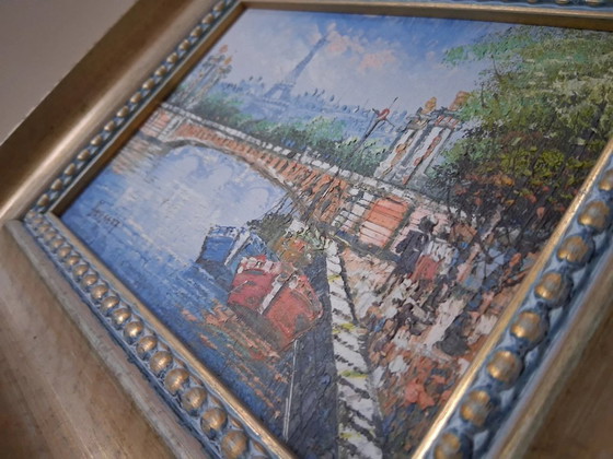 Image 1 of CAROLINE C. BURNETT | Figure/Torre Eiffel/Parigi | Dipinto originale ad olio su cartone
