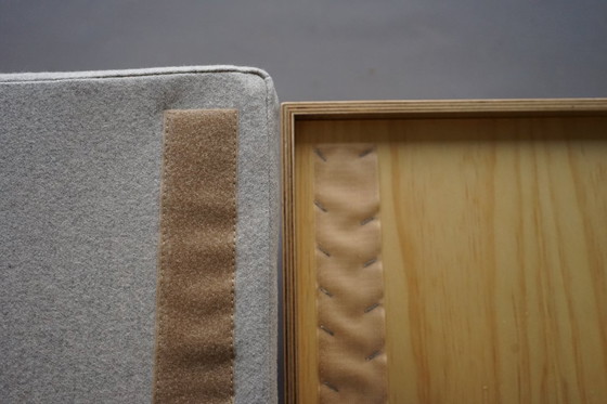 Image 1 of Minimalistische multiplex krukjes met kussens, jaren 90, set van 4