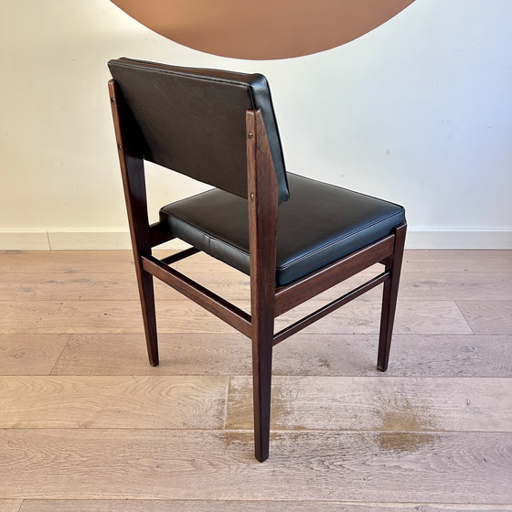 Image 1 of Vintage Topform eetkamerstoelen teak/skai set van 4