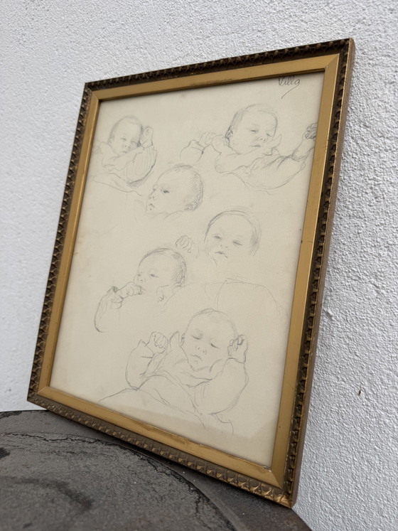 Tekening Studie van Baby Georges Villa – Schilderijen & Tekeningen, Paper (photo 9 of 12)