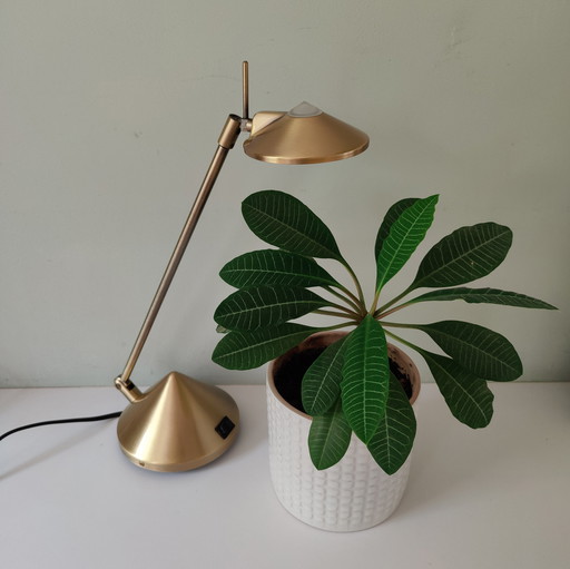 Vintage heavy brass halogen lamp with 2 brightness settings