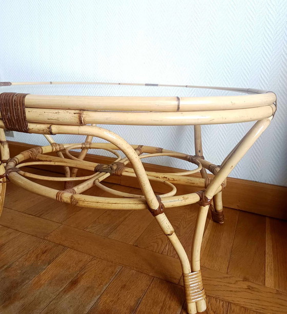 Image 1 of Vintage Wicker Coffee Table 1970