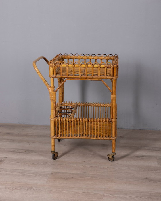 Chariot de bar vintage en bambou, design italien des années 1960 – Dessertes, Bamboo (photo 5 of 10)