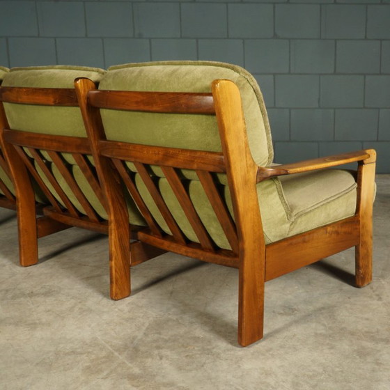 Image 1 of Vintage Deense zithoek/zitgroep – notenhout – jaren 60/70