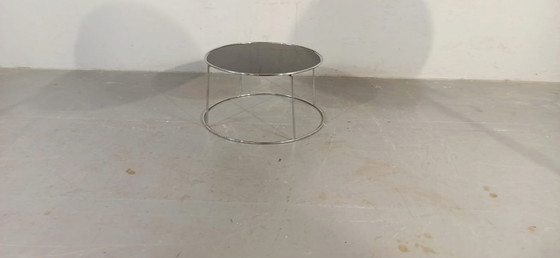 Image 1 of Dark glass round side table or coffee table 