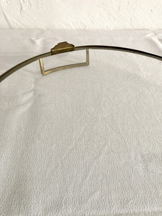 Image 1 of Oval glass and brass serving tray, late 19th - early 20th century