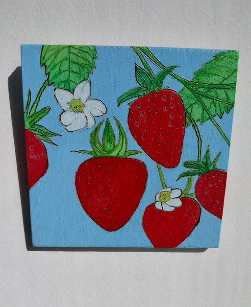 Strawberries – schilderijen tekeningen, Wood