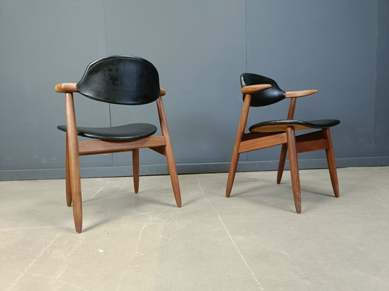 Image 1 of Vintage Cowhorn Dining Chairs by Tijsseling Meubelfabriek, Hulmefa, 1960s, Set of 4