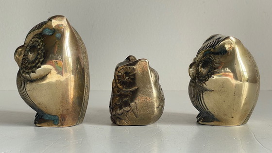 Image 1 of Famille HIBOUX Laiton et Bronze VINTAGE