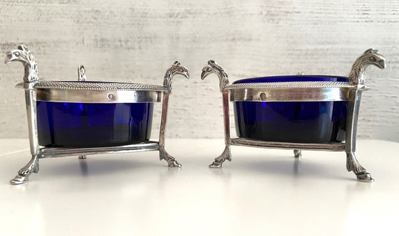 Image 1 of Saltcellars in Solid Silver (950°/°°°) Marked 1st Rooster Empire Consulate Period 1800