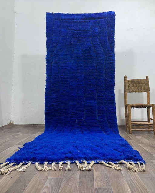 Traditioneller handgeknüpfter blauer Berberteppich 100/300 – vloerkleden en tapijten, Wool