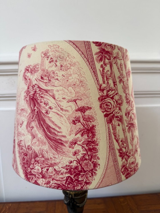 Image 1 of Empire style lamp with toile de jouy lampshade