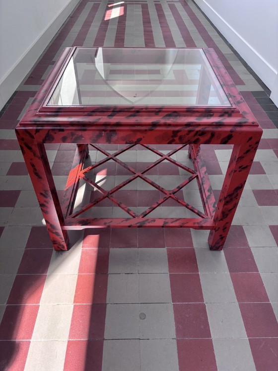 Image 1 of set of 2 Hollywood Regency Chinoiserie - faux Tortoise shell coffee tables