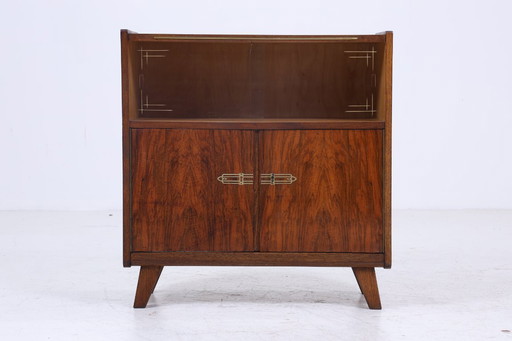 Vintage chest of drawers with glass doors 60s | Mid - Century hallway cabinet | Retro 70s wood #06-56