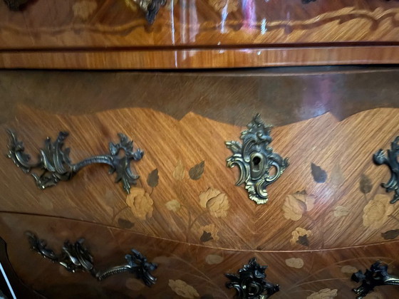 Image 1 of Cómoda estilo Luis XV con marquetería de palisandro – Tapa de mármol – Excelente estado