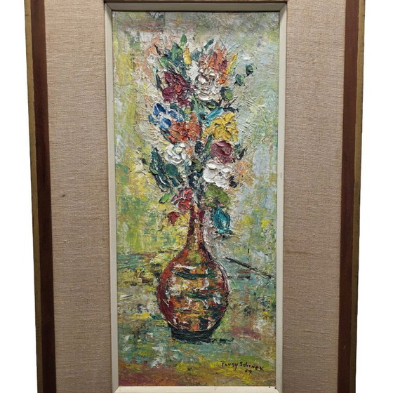 Image 1 of Tableau floral vintage Pensée Schenck