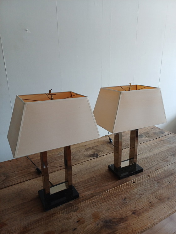 Image 1 of Lámparas de mesa cromadas modernas de mediados de siglo.