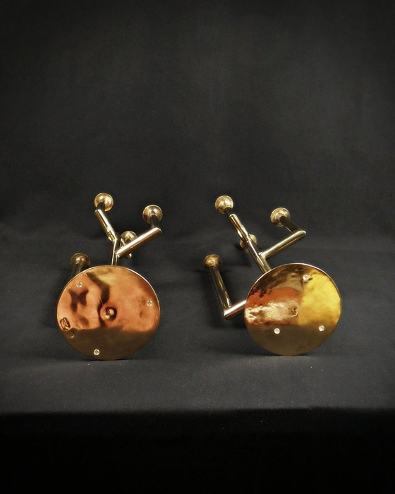 Image 1 of Paar Kandelaber Karl Hagenauer Wiener Werkstätte aus vergoldetem Messing 1930