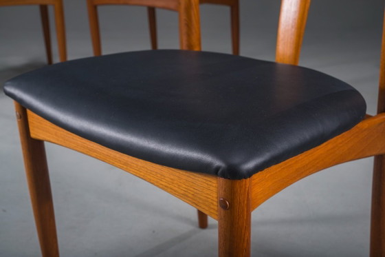 Image 1 of Juliane Dining Chairs in Teak and Black Leather by Johannes Andersen for Uldum Møbelfabrik, Denmark, 1960s, Set of 6