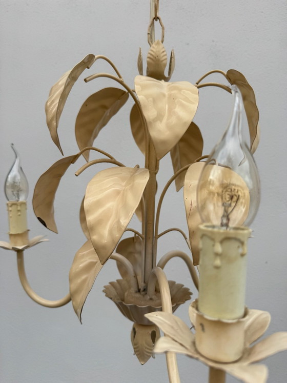 Lampadario stile fiorentino anni '70 con foglie di tabacco – Metallo (photo 13 of 14)