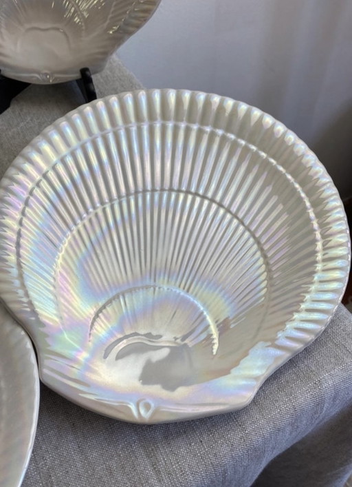 Assiettes En Forme De Coquillage Iridescentes