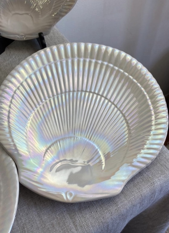 Image 1 of Assiettes En Forme De Coquillage Iridescentes