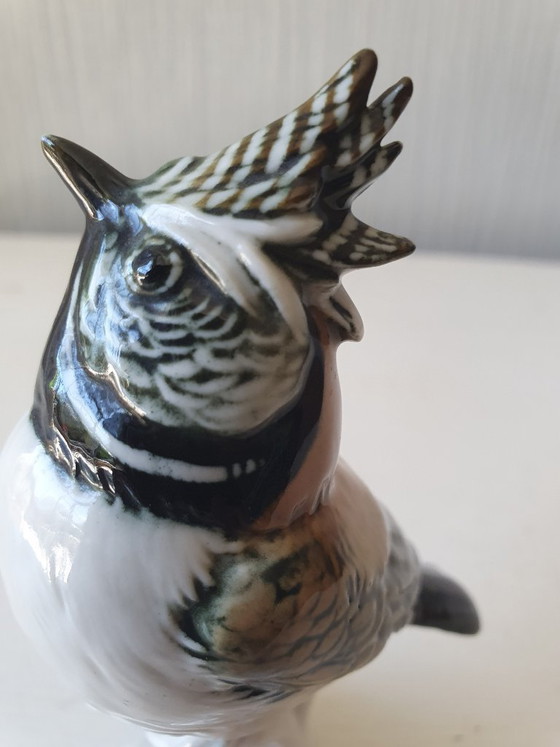 Image 1 of Uccellino in porcellana di Karl Ens – cincia dal ciuffo – dipinto a mano