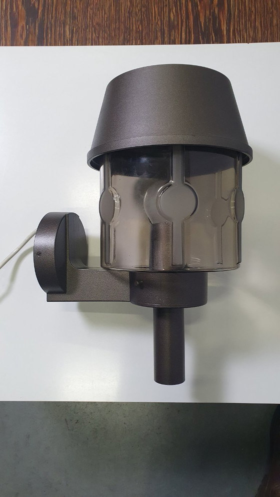 Image 1 of Applique murale vintage Hoffmeister en verre fumé brun, style années 70, époque spatiale