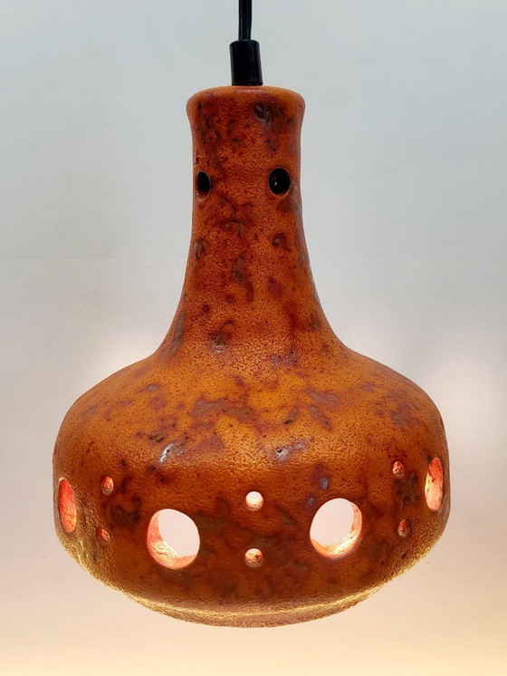 Image 1 of Lampada a sospensione Fat Lava in ceramica, tonalità arancioni, anni '50