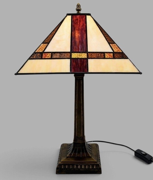 Tiffany-Stil Art Deco Lampe Höhe 50 Cm Schirmbreite 30 X 30 Cm