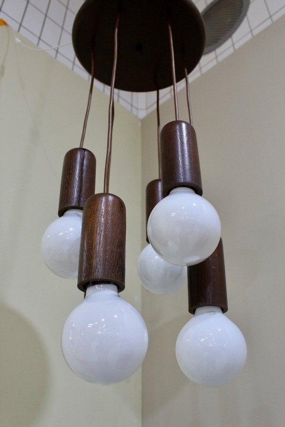 Image 1 of Lampada a cascata in legno dal design vintage