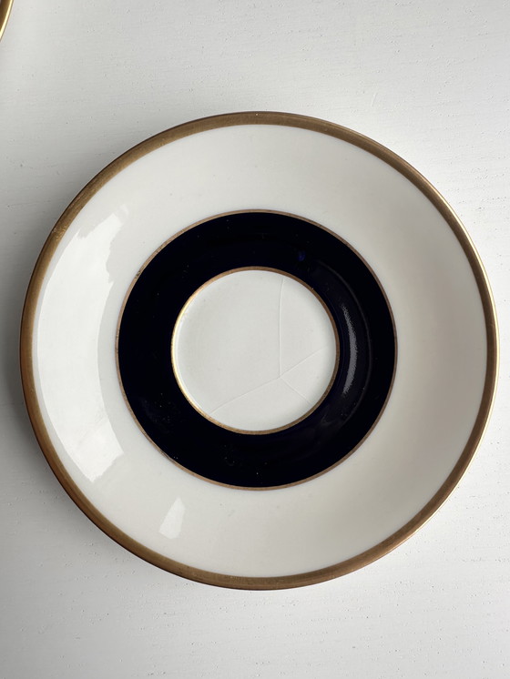 Image 1 of Fine China - Servizio in porcellana della RDT, 22 pezzi | Blu e oro, pareti sottili