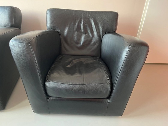 Image 1 of Set van 3 Gerard van den Berg “Label Barzoi” fauteuils in zwart Bald Sprang leer