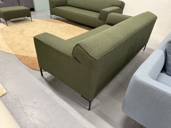 Image 1 of Design on Stock Bloq Sofa set 3 & 2.5 Seater + Footstool Green fabric