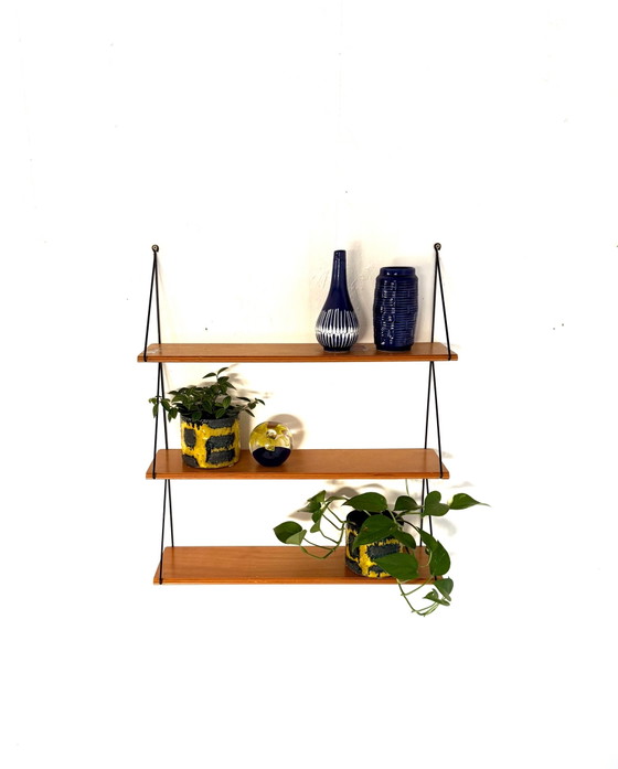 Vintage beech wood shelving unit, WHB Germany ‘60, Metal, Brown (photo 8 of 9)