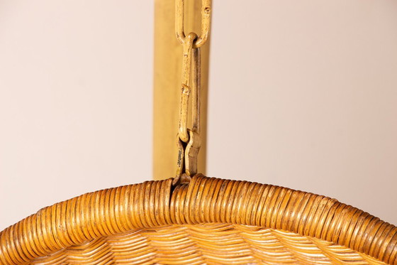 Image 1 of Sillón danés de ratán tejido con soporte metálico, silla colgante tipo huevo, atribuida a Nanna Ditzel